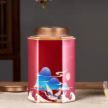 1Pc Tesnjenje Čaj Posode, Dekorativni Čaj Caddy Shranjevanje Jar Tinplate Posodo Kuhinja Organizator Čaj za Shranjevanje Lahko