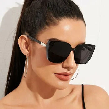 Moda Plastičnih Mačka Oči Ženske Prevelik Sončna Očala Oblikovalec Vintage Retro Ogledalo Sončna Očala Za Žensko Oculos