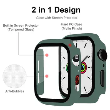 Steklo+Cover Za Apple Watch primeru, 44 mm 40 mm 42mm 38 mm iWatch primeru Accessorie odbijača film+Zaščitnik Zaslon Apple ura 3 4 5 6 SE