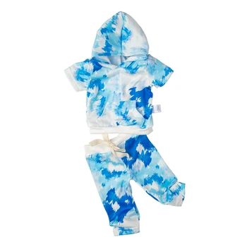 Baby Novo Rojen Fit 17 palčni 43 cm Punčko Oblačila Dodatki Modre Kratka sleeved Klobuk iz Enega kosa Majica Za Otroka Darilo za Rojstni dan
