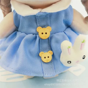 Lutka Obleko 20 cm Cute Anime Pliš Plišaste Lutka Krpo Opremo Poletje Modro Krilo, Klobuk 2pcs Japonska Risanka Baby Kawaii Cosplay