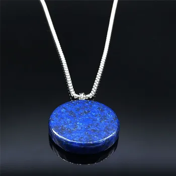 Joga Cvet Življenja, lapis lazuli iz Nerjavečega Jekla Ogrlice Ženske Srebrne Barve Ogrlica Verige Nakit collares NXS04