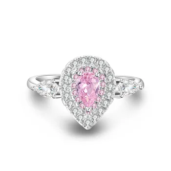 925 sterling silver Novo dame visoke kakovosti crystal ring z najvišjo kakovostjo kubičnih roza in bela cirkonij nakit darila