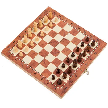 3 v 1 Velika 40CMx40CM Leseni Šah, Backgammon Dama Potovanja Igre Chess Set Iger Za Otroke, Božično Darilo za Rojstni dan