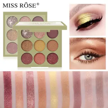 MISS ROSE 9 barve Paleta Ličila Kozmetiko Diamond Bleščice Kovinski Golih Kremasto Pigmentiran Strokovno Shadow Kit