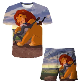 Otrok Fantje T-Shirt Nastavite Dekleta Hlače Lev, Kralj Živali Slike 3D Tiskanje Fantje Dekleta Šport Set