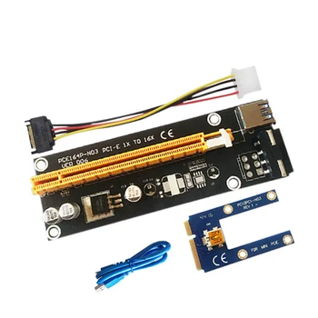 1 do 6pcs VER006 PCI Express PCI-E Riser Card PCIE 1X do 16X 60 CM USB 3.0 Kabel SATA da 4Pin Moč za Bitcoin Rudar Rudarstvo