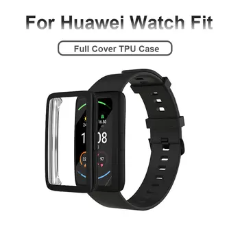 Huawei Watch Fit Traku Čast ES Metal Band Z ohišjem, ki je Kovinska Zapestnica Huawei Mehko Screen Protector Za Pametne Watchband Dodatki