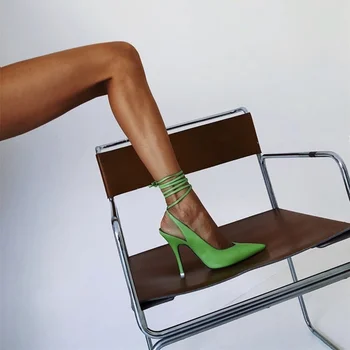 Pomlad 2021 nov slog konicami prstov visoke pete traku žensk večer stranka obleko čevlji