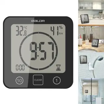 Digitalni Kopalnica Ure Termometer, Higrometer LCD Zaslon Nepremočljiva Tuš Ure Kopalnica Touch Kontrole Časovnik Alarm