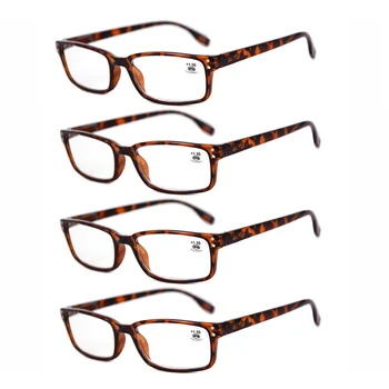 Kaibote Super Vrednotijo Pack 4 Parov Klasičnih Pravokotnih Obravnavi Očala za Moške, Ženske Bralec Očala Presbyopic Očala Unisex