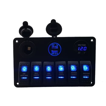 Avto LED Preklop Rocker Switch Plošča Z Dvojno USB Neprepustna Za Avto RV Tovornjak Čoln Morskih Rocker Stikala