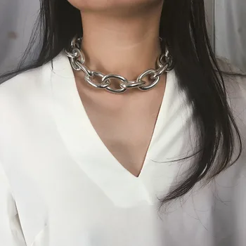 Gothic kratek oddelek debelo verigo ogrlica punk rock izjavo ogrlica ženski gothic nakit retro collier femme modni nakit