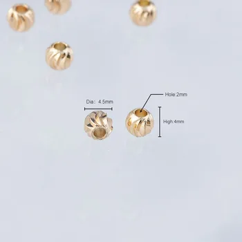 Baker Vakuumsko nanašanje zlata Vklesan vzorec distančnik Kroglice zlate barve kroglice za izdelavo nakita pribor 4 mm 10pcs