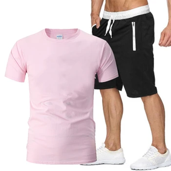 T-majica in kratke Hlače, Obleka za moške poletne 2PC Šport + hlače, Obleka za Moške Plaži Priložnostne T-shirt in obleko za moške sp