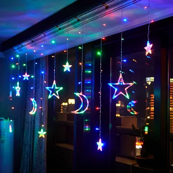 EU NAS Plug Luna Star LED Pravljice Niz Luči Garland EID Mubarak Ramadana Okras Božično Razsvetljavo svate