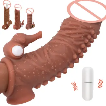 Rokav Za Penis Širitve Kondom Vibrator Spola Igrače, Silikonski Petelin Obroč Za Penis Enlarger/Extender Debele Kondomi Z Razširitvijo