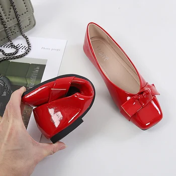 Choussure femme stanovanj čevlji za Klasično Plitvo Kvadratni Toe Stanovanj Priložnostne Plast barve Čevlji ravno čevlji ženske zapatos de mujer