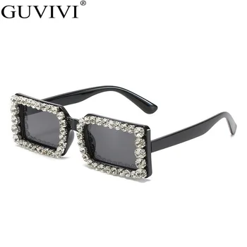 2021 Ženske Majhen Okvir Kvadratnih Nosorogovo sončna Očala Luksuzne blagovne Znamke Diamond Oblikovalec Očala Kristalno Retro Očala Očala UV400