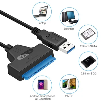 USB SATA 3 Kabel Sata Na USB 3.0 Adapter Do 6 Gbps Podporo 2.5 Inch Zunanji SSD HDD Trdi Disk 22 Pin Sata III A25