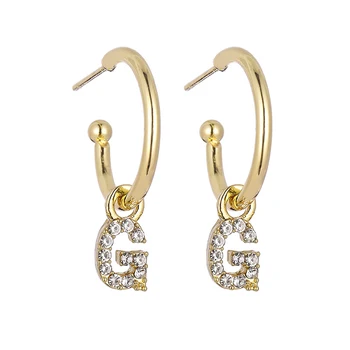 1 Par Srčkan Moda Začetno A-z Dopisom Uhani Mirco Crystal Zlata Majhne Hoop Earings Za Ženske Abeceda Trendovski Nakit 2020