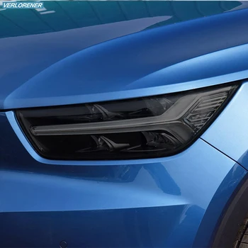 2 Kos Avtomobilski Žarometi Zaščitno folijo Prekajene Črni Odtenek Zaviti Vinil Pregleden TPU Nalepke Za Volvo XC40 2018 2019 2020 2021