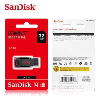 Prvotne SanDisk Cruzer Blade CZ50 USB Flash Disk 64GB 128GB 16GB 32GB C10 Pero Pogon USB 2.0 Podpora uradni preverjanje