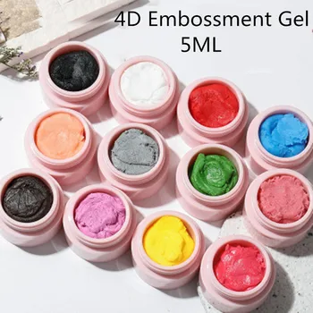 12 Barv 5ml Kiparstvo Nohte Gel 4D Vklesan Plastelinom UV Gel Lakov, Ustvarjalne DIY Nail Art Slikarstvo 3D Embossment Gel