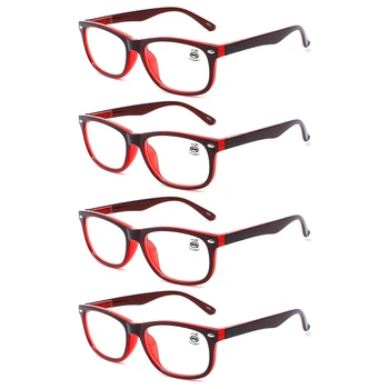 Super Vrednotijo Pack 4 Parov Obravnavi Očala Pravokotne Človek, Ženska, Visoka Kakovost Odtisov Presbyopic Očala Unisex +1.0 +3.5