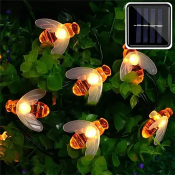 7M Sončne Luči String 50 Led Honey Bee Obliko Solar Powered Pravljice Luči Za na Prostem, Doma Vrt Ograjo Poletje Dekoracijo