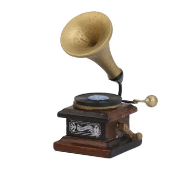 1/12 Miniaturni Phonograph Gramofona Lutke Glasbeni Instrument Lutka Hiša Dekor Okraski