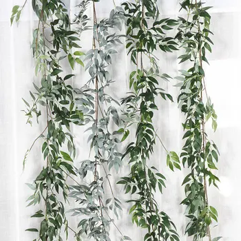 1PCS Občutljivo Simulacije Willow Zelenih Listov Rastlin Rattan Doma Poroko Nastavite Okras Rastlin Rattan Listov