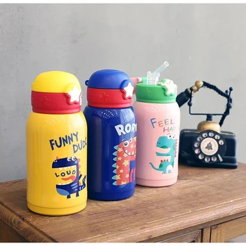 Otroci Vode Pokal Ustvarjalne Risanka Otroka, Hranjenje, Skodelice Z Slamic Neprepustne Steklenice za Vodo Zunanji Prenosni Otrok Skodelice 500 ML
