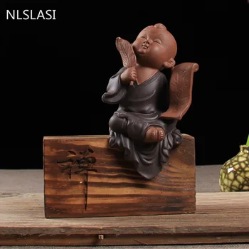 1 KOS Yixing Ročno Vijolično Gline čaj Pet Ustvarjalnih Buda Menih Figur Ornament Čaj Nastavite dekoracijo Pripomočki Namizje Obrti