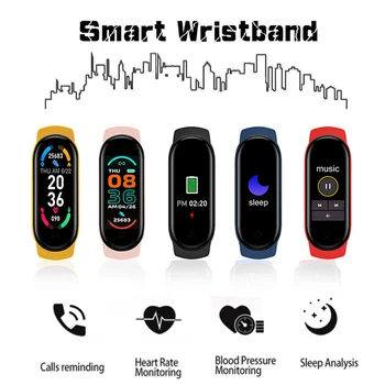 M6 Bluetooth Smart Watch Fitnes Tracker Srčni Utrip, Krvni Tlak Zaslon Barvni Zaslon Smart Zapestnica Za Iphone Xiaomi Huawei