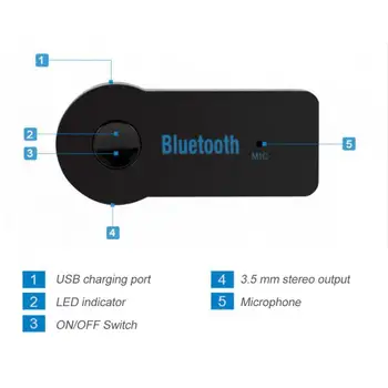 Brezžična tehnologija Bluetooth-združljiv Sprejemnik Oddajnik 2 V 1 Adapter 3,5 mm Jack Za Avto Glasbe, Audio Aux A2dp, Slušalke za Prostoročno