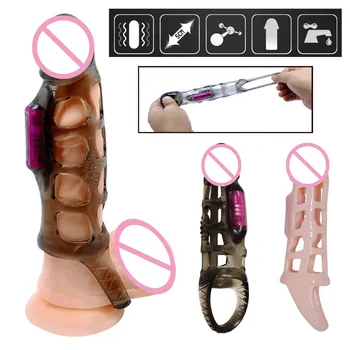 Vibracijska G Spot Penis Extender Rokav Penis Širitve Kondomi Klitoris Masager Dick Obroč Sex Igrače Za Odrasle
