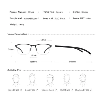 MERRYS DESIGN Moških Klasičnih Titanove Zlitine Optična Očala Okvirji Pol Okvir Očala Moški Ultralahkih Kvadratnih S2363