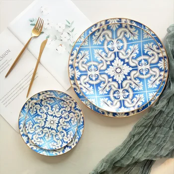 Štiri-delni komplet keramične posode Evropskem slogu, modro in belo Phnom Penh kosti Kitajske večerja ploščo poroko gospodinjstvo