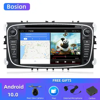 Bosion 2 din Android 10.0 Quad Core Avto DVD Predvajalnik, GPS navigacijska naprava za Ford Focus Mondeo Galaxy s Audio Stereo Radio Vodja Enote