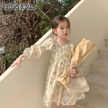 Pomlad Jesen Dekleta Obleko Baby Obleko Otroci Vestidos Otroci Oblačila Moda Francoskem Slogu Cvjetnim Tiskanja Raztegljive 2 Do 8 Let