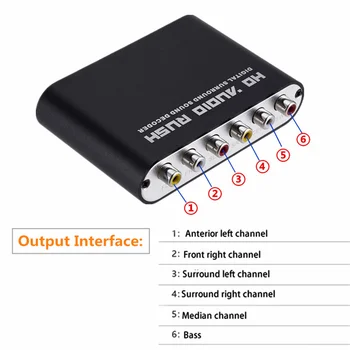 TQQLSS USB, 5.1 Channel Stereo Audio Converter AUX 3,5 mm do 6 RCA Avdio Pretvornik DAC Digitalno Analogni Optični SPDIF Koaksialni DAC