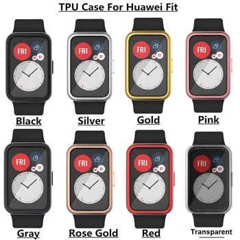 Trak Za Huawei Watch Prilegajo Pasu Za Huawei Pametno Gledati Fit 2020 Trak Z TPU Mehko Zaščitni Pokrov Full Screen Protector Primeru