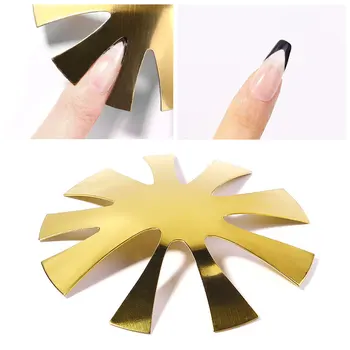 V Obliko C Obliko francoski iz Nerjavečega Jekla Predlogo Model Poliranje Manikura DIY Orodja Kristalno Silver Gold Nail Art Predlogo 1pcs