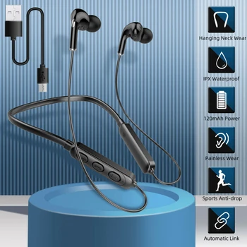 Neckband BT-71 Bluetooth 5.1 V uho Brezžični Športne Slušalke Vratu Visi Slušalkami HiFi Bas Zmanjšanje Hrupa Slušalke