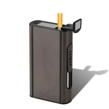 Prenosni Samodejno Cigaret Primeru Aluminijeve Zlitine Moški Pripomočke Polnjenje prek kabla USB Električni Vžigalnik Izmet Imetnik Dim Škatle