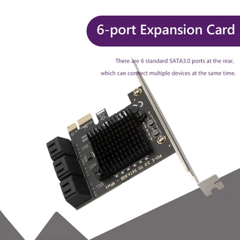 6 Vrata SATA PCIe Adapter za SATA III za kartico PCI Express 3.0 X1 Krmilnik Širitev Kartico 6Gbps SATA 3.0 PCI-E X4/X8/X16 ASM1166 Čip