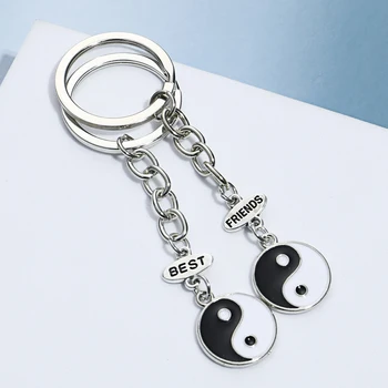 1set(2pcs) Novi Najboljši Prijatelji Keychain Yin In Yang Key Ring Taiji Čenče obeskov BFF Prijateljstvo Darila DIY Ročno izdelan Nakit