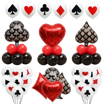Lopate/Src/Klubi/Diamanti Latex Balon Casino Karte, Kocke Poker Stranka Dekor Igralne Karte, Poker Aluminija Film Balon