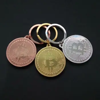 Nov Kovanec Key Ring Bitcoin Spominski Zbirateljski Kovanec Ključnih Verige Prijatelji Darila Nakit Pobakrena Dekor Obesek Dodatki